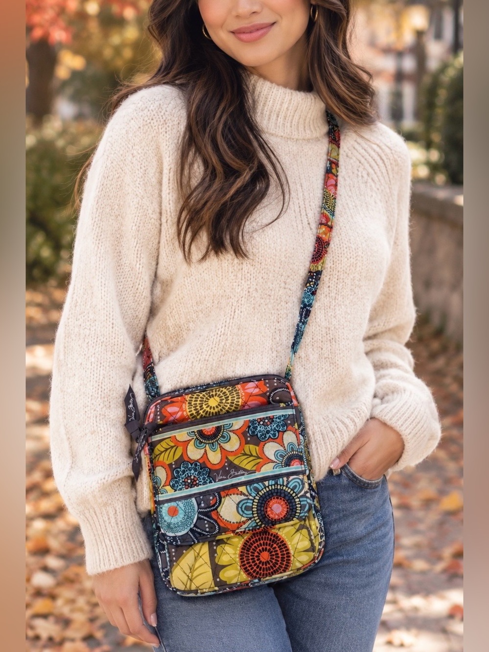 Vera Bradley Multicolor Fall Floral Crossbody, Like New Condition